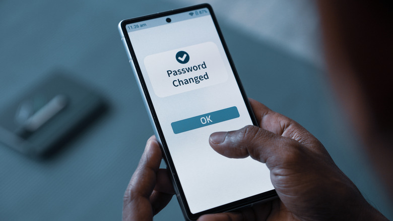 smartphone showing Password changes option on screen
