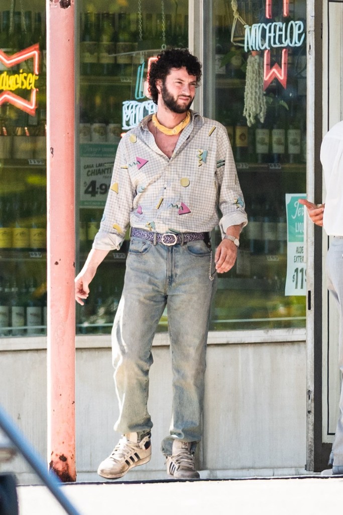 Dominic Sessa on the film set of the Miami Vice reboot.