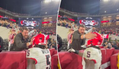 Alabama fan smacks Georgia player on helmet in stunning scene