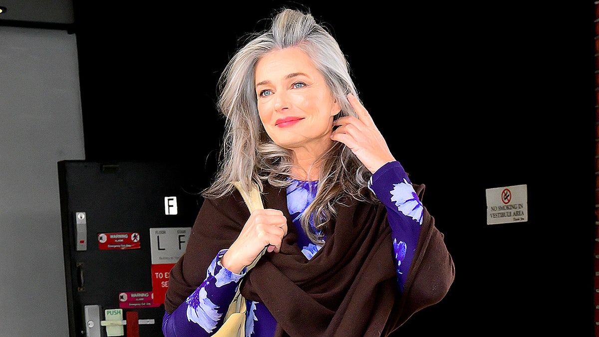 Paulina Porizkova poses for photographers in New York City