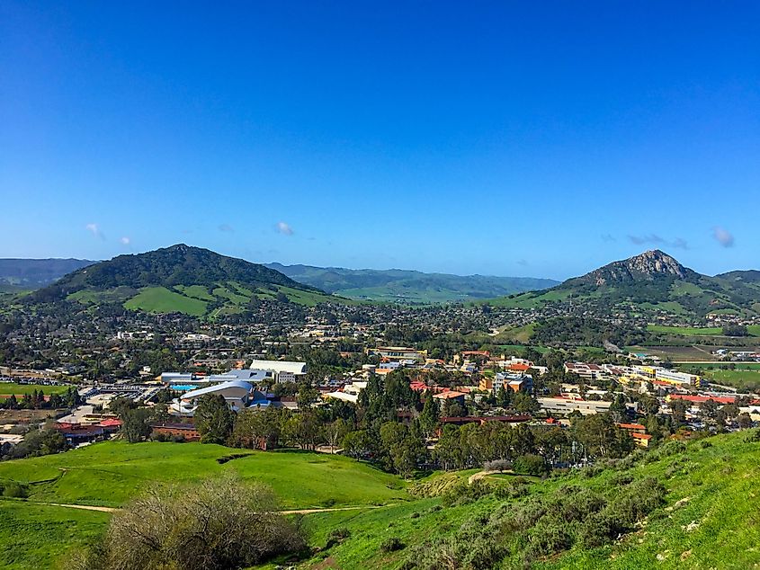 San Luis Obispo, California, viewed from the hills above town.