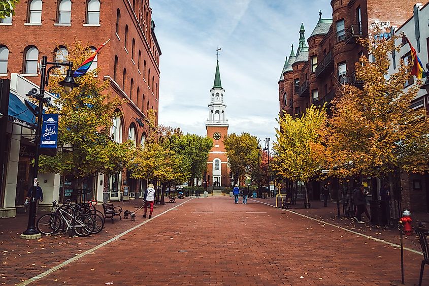 The Church Street Marketplace in downtown Burlington, Vermont.