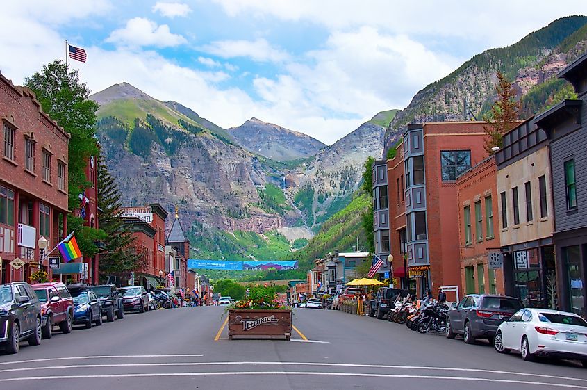 The vibrant downtown area of Telluride, Colorado