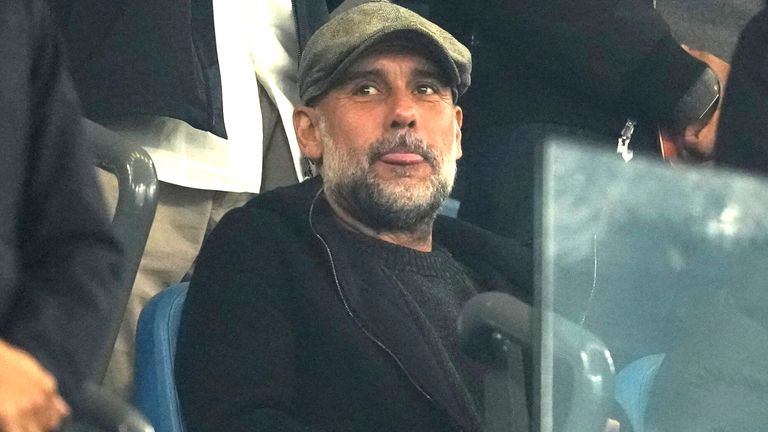 Former Man City manager Pep Guardiola was in the stands for the first time since leaving the club