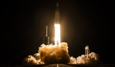 SpaceX's Falcon Heavy lifts off from Launch Complex 39A at NASA's Kennedy Space Center at 11:54 p.m. ET on October 1, 2026, carrying the classified NROL-97 mission for the National Reconnaissance Office. (Credit: SpaceX)