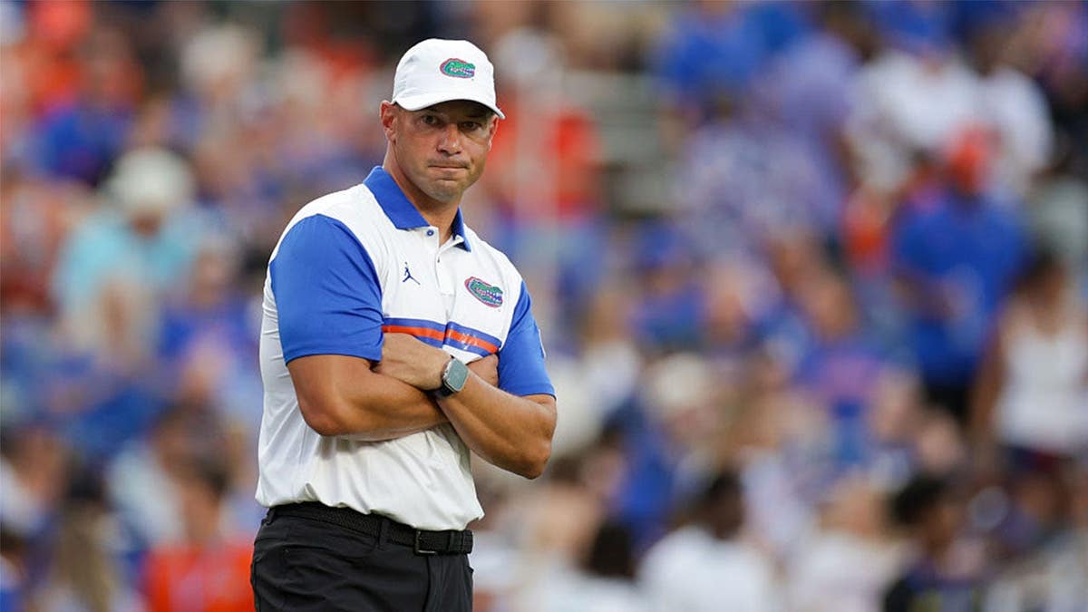 Jon Sumrall of the Florida Gators looks on before the game between the Florida Gators and the Florida Atlantic Owls on September 5, 2026 at Ben Hill Griffin Stadium in Gainesville, Fl. (Photo by David Rosenblum/Icon Sportswire via Getty Images)