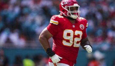 Chiefs nose tackle Khyiris Tonga is playing almost as much offense as Travis Hunter