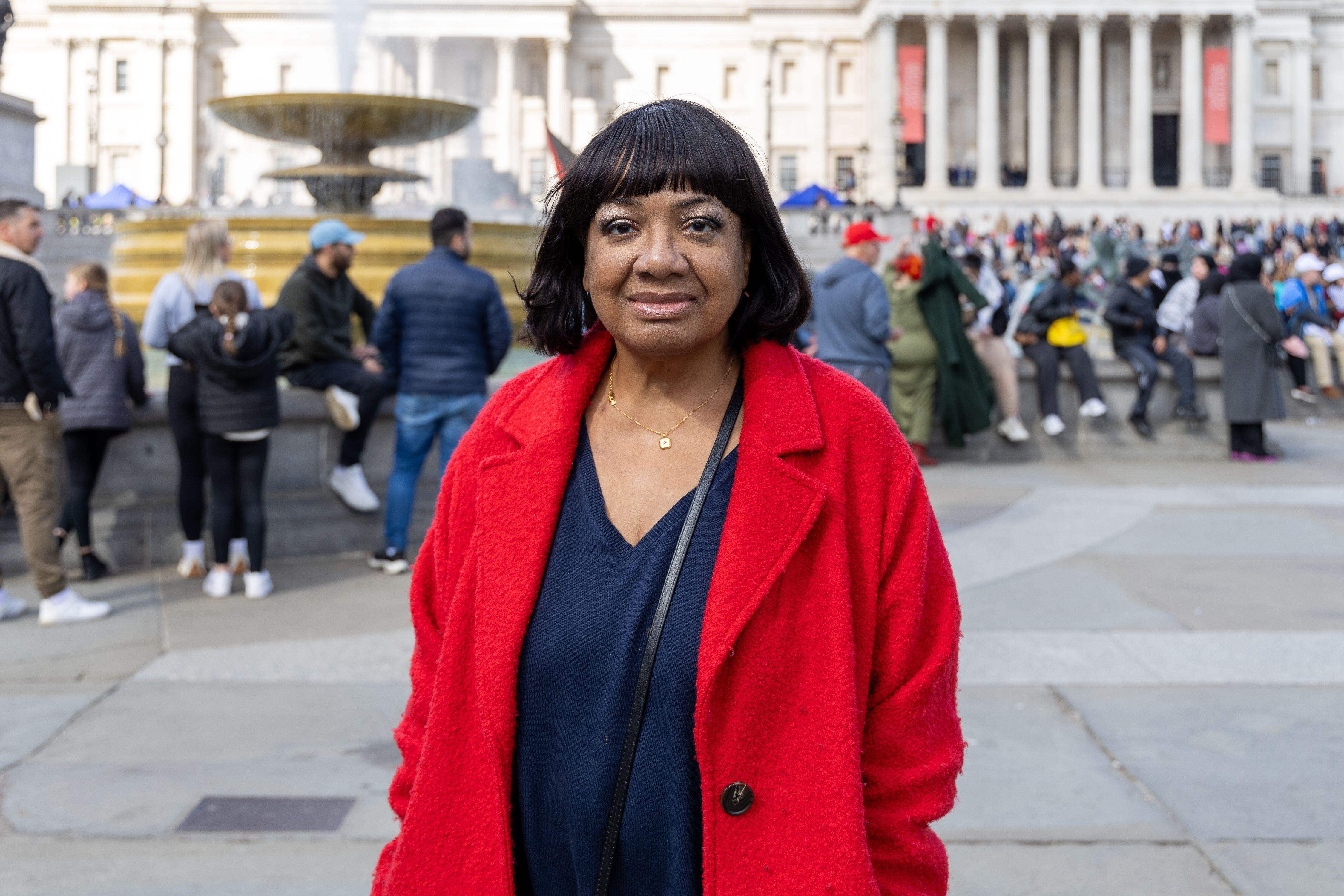 Diane Abbott at a pro-Palestine protest in Trafalgar Square.