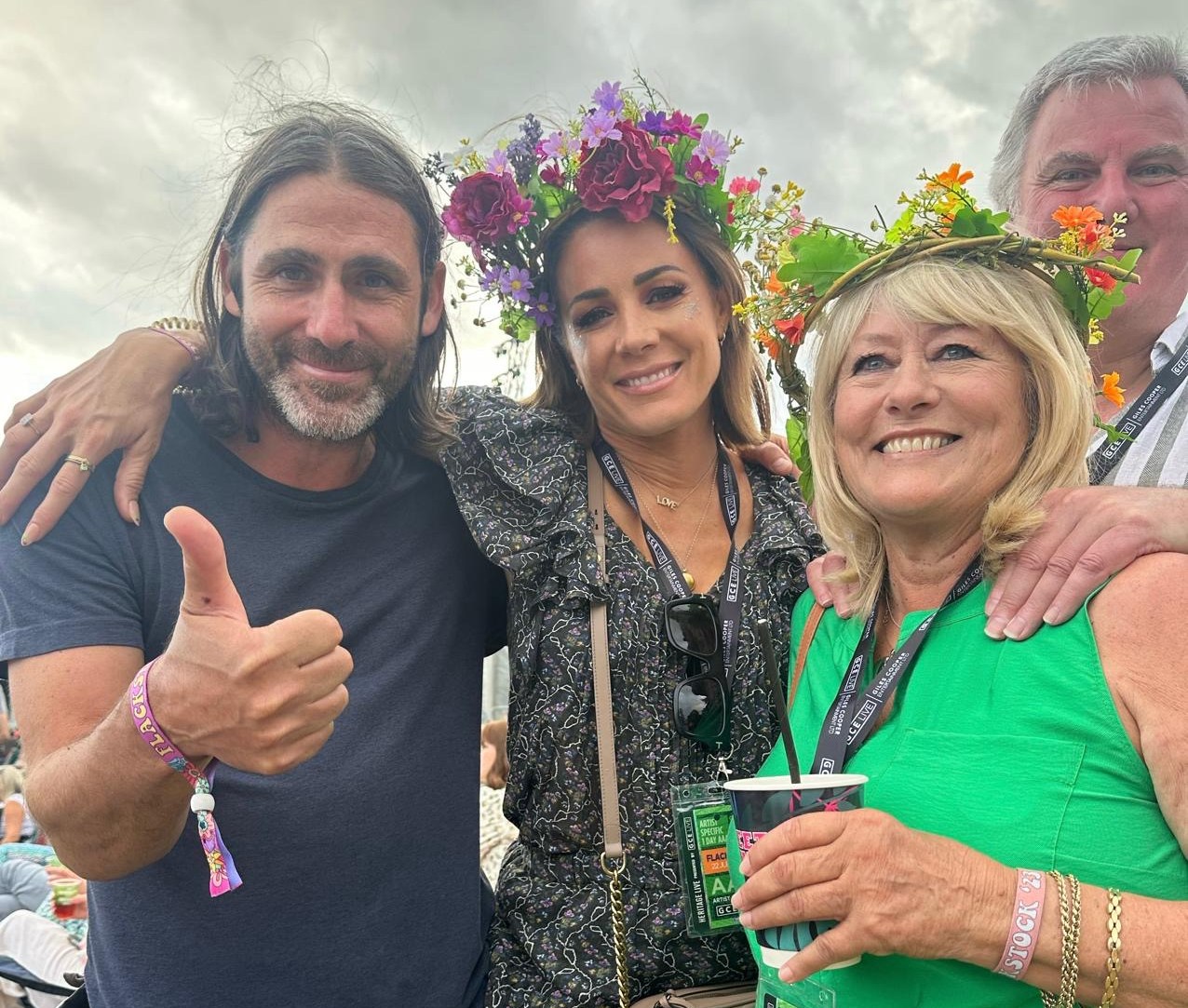 Natalie Pinkham with Caroline Flack's mother and others at Flackstock.