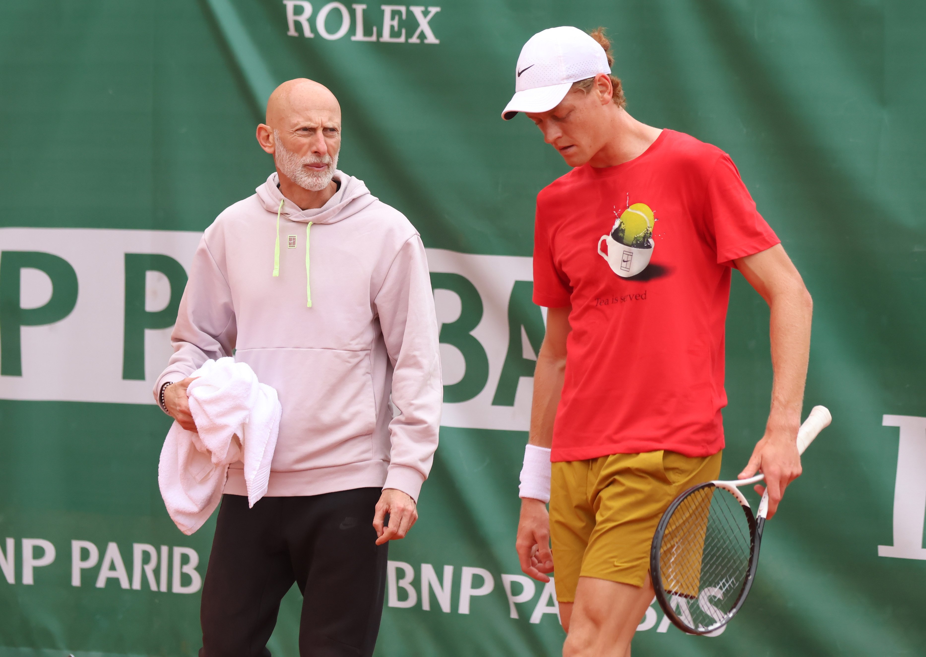 Umberto Ferrara and Jannik Sinner at the Rolex Monte Carlo Masters.