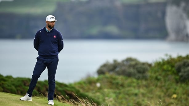 17 July 2025; Jon Rahm of Spain waits by the fifth green during day one of The 153rd Open Championship at Royal Portrush Golf Club in Portrush, Antrim. Photo by David Fitzgerald/Sportsfile