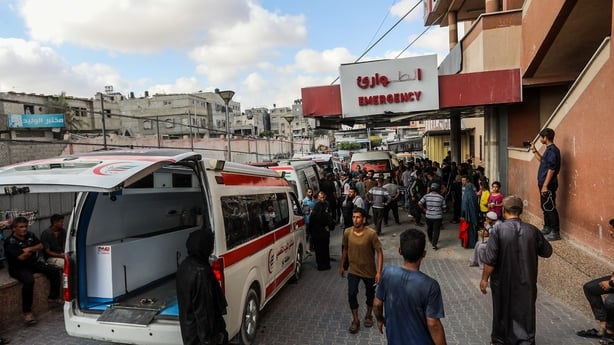 A view of Nasser Hospital in Khan Younis following an Israeli strike in Rafah