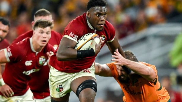 19 July 2025; Maro Itoje of British & Irish Lions evades the tackle of Australia's James Slipper during the first test match between Australia and the British & Irish Lions at Suncorp Stadium in Brisbane, Australia. Photo by Brendan Moran/Sportsfile