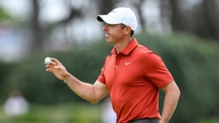 Rory Mcllroy after his putt on the fourth