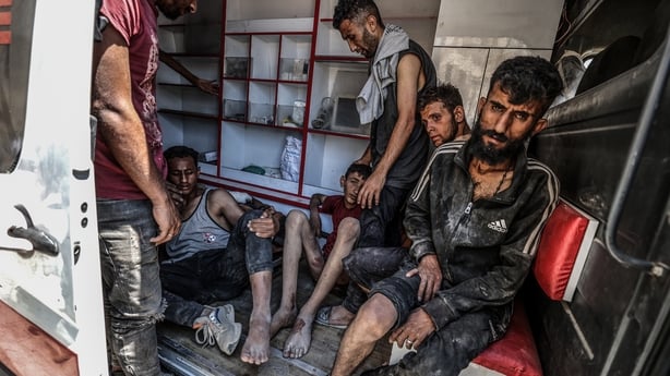 Injured Palestinians are transported to hospitals after Israeli forces open fire on civilians waiting for humanitarian aid in the Zikim area, on July 20, 2025