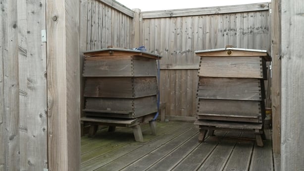 a wooden boxes in a wooden shed