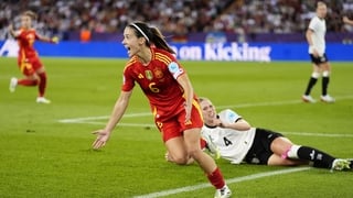 Spain's Aitana Bonmati after scoring against Germany in euro 2025 semi-final