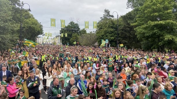 Supporters gather to welcome home the All-Ireland winning Kerry team to Tralee in July, 2022.