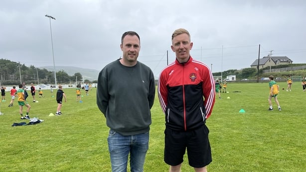 Former county players Martin McElhinney and Daniel McLaughlin at St Michael's GAA Club
