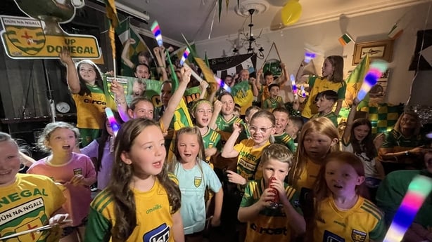Donegal fans in the Cyclist Rest in Fahan 