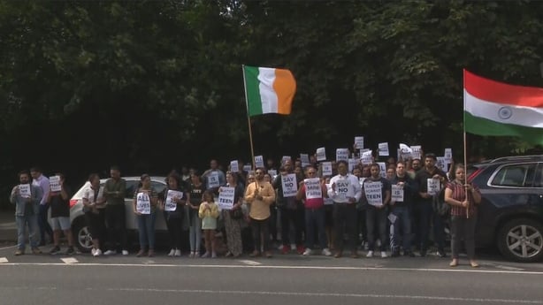 Protesters from the Indian community in Ireland at the Dept of Justice