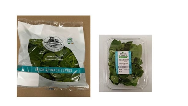 The spinach leaves being recalled by the FSAI
