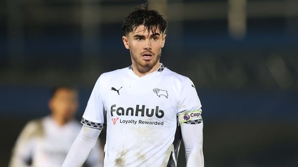 Darren Robinson of Derby County U21 during the Premier League Cup match between Chelsea U21 v Derby County U21 at Kingsmeadow on January 31, 2025.