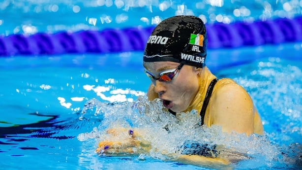 Ellen Walshe of Ireland competes in the final of the Women's 200m individual medley heat during the World Aquatics Championships 2025 in Singapore.