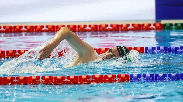 Daniel Wiffen of Ireland competes in the Men's 800m Freestyle final during the World Aquatics Championships 2025 in Singapore.