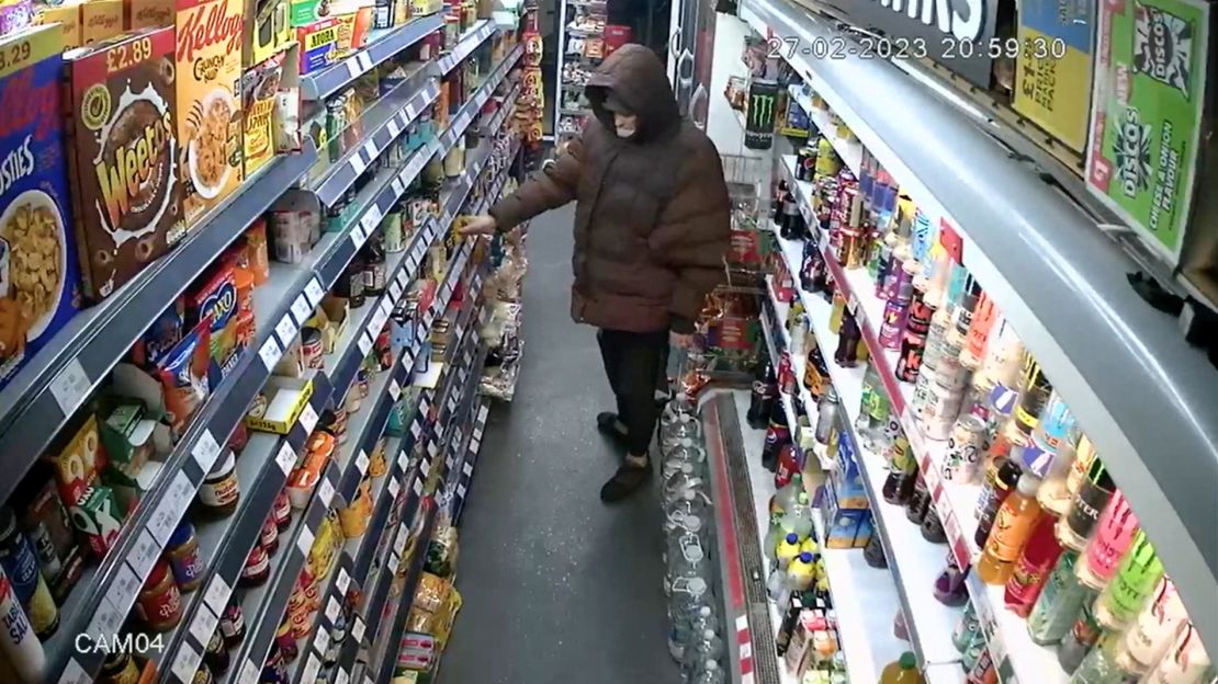 CCTV footage of Constance Marten in a shop in Brighton on the date of her arrest.