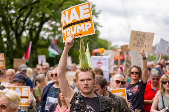 Protesters in Edinburgh were among those who took aim at Trump over the Gaza conflict, his immigration policies and his links to Jeffrey Epstein.