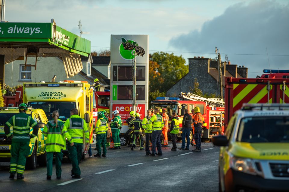 Emergency services at the scene after an explosion at a service station in Creeslough, Co Donegal 
Pic:Mark Condren
8.10.2022 