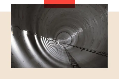 PA Media The inside of a one-mile section of the first completed HS tunnel