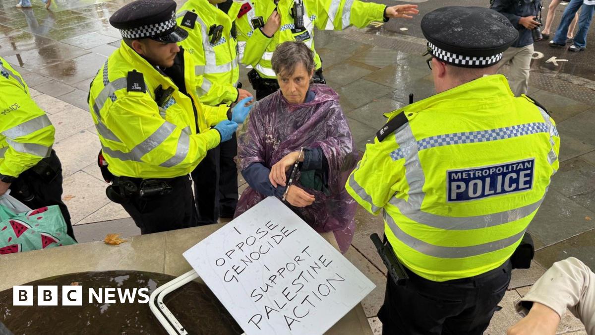Police arrest a woman in Parliament Square, London