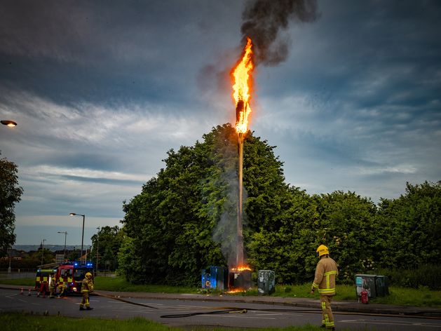 West Belfast gang Anarchy 61 torching 5G masts warn ‘they’re all coming down’ unless authorities prove safety