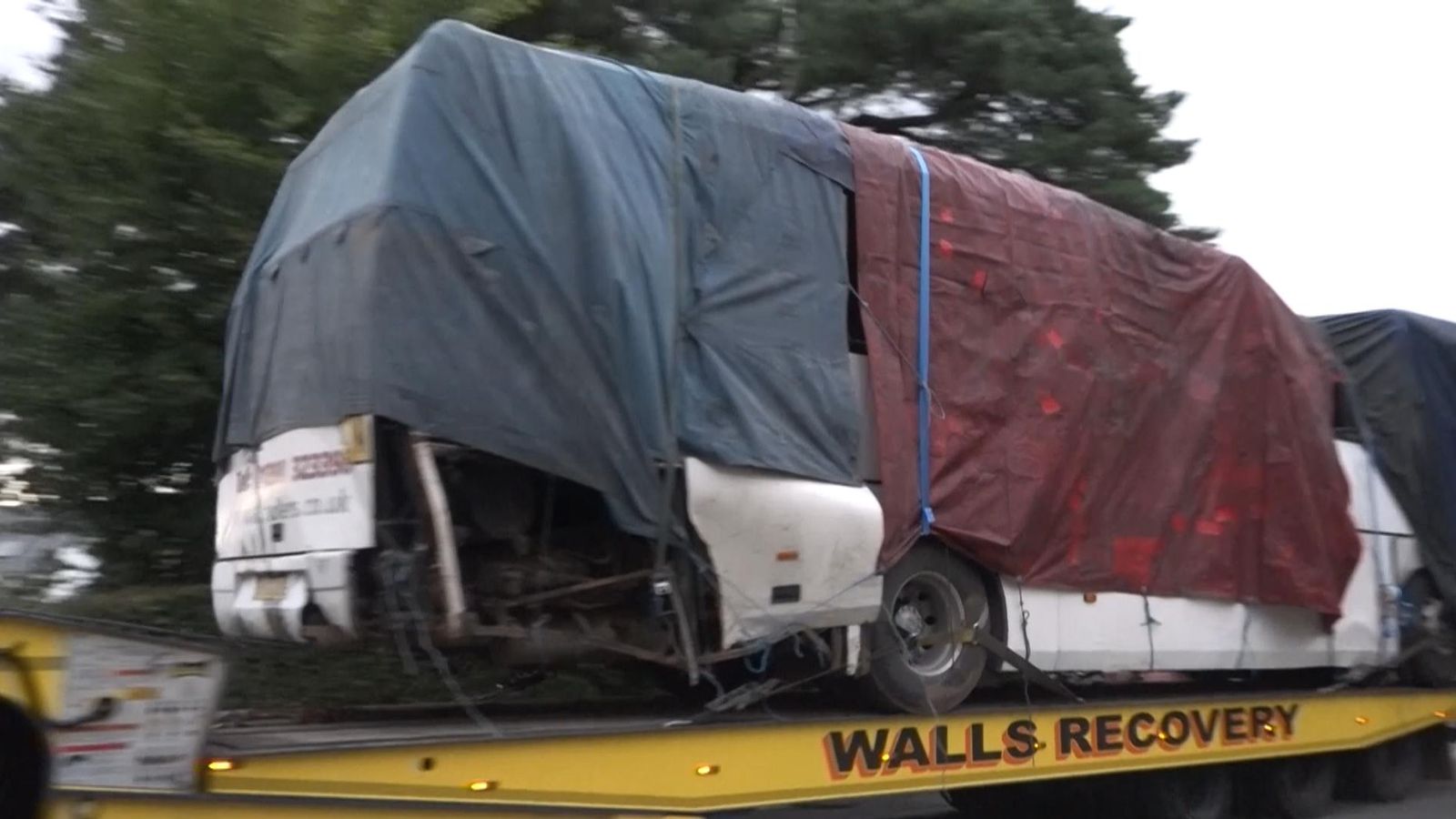 The school coach that crashed in Somerset being removed