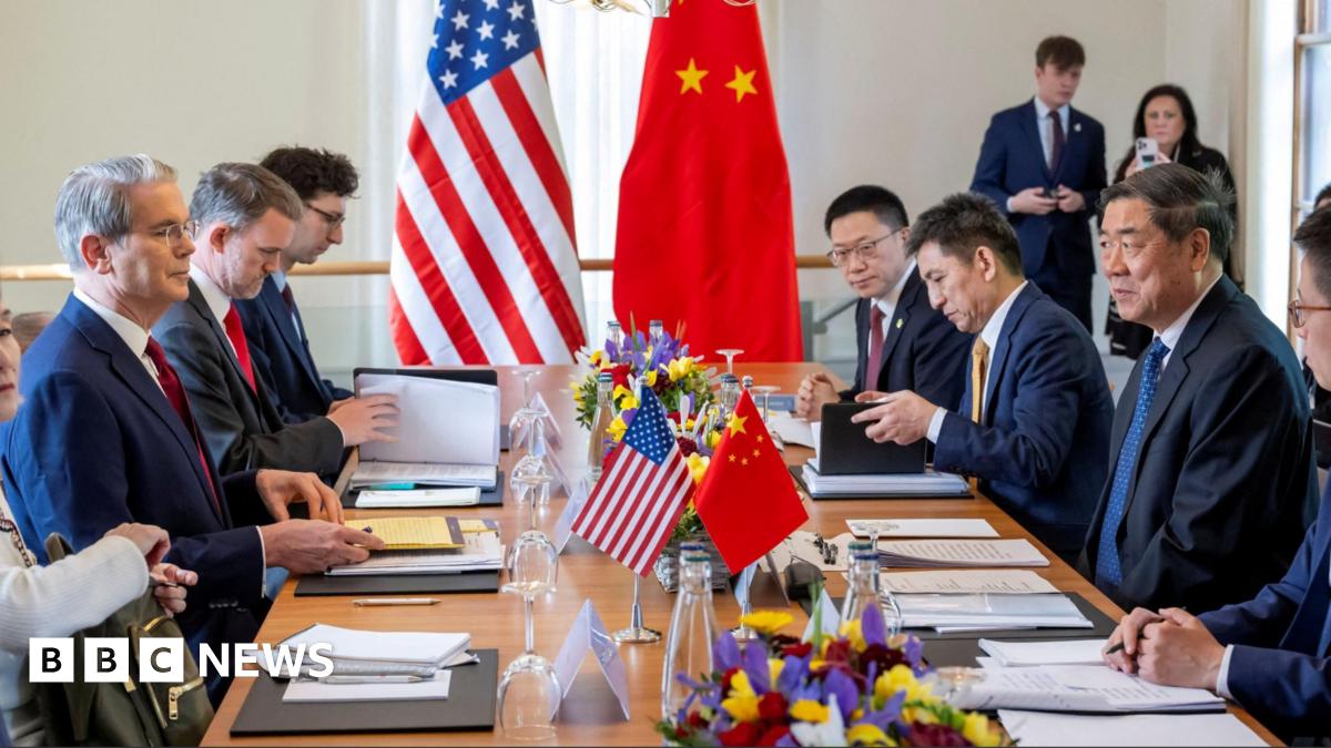 US Secretary of the Treasury Scott Bessent, US Trade Representative Jamieson Greer, China's International Trade Representative and Vice Minister of Commerce Li Chenggang, and Chinese Vice Premier He Lifeng, prepare to discuss on the day of a bilateral meeting between the U.S. and China, in Geneva, Switzerland, 10 May, 2025.