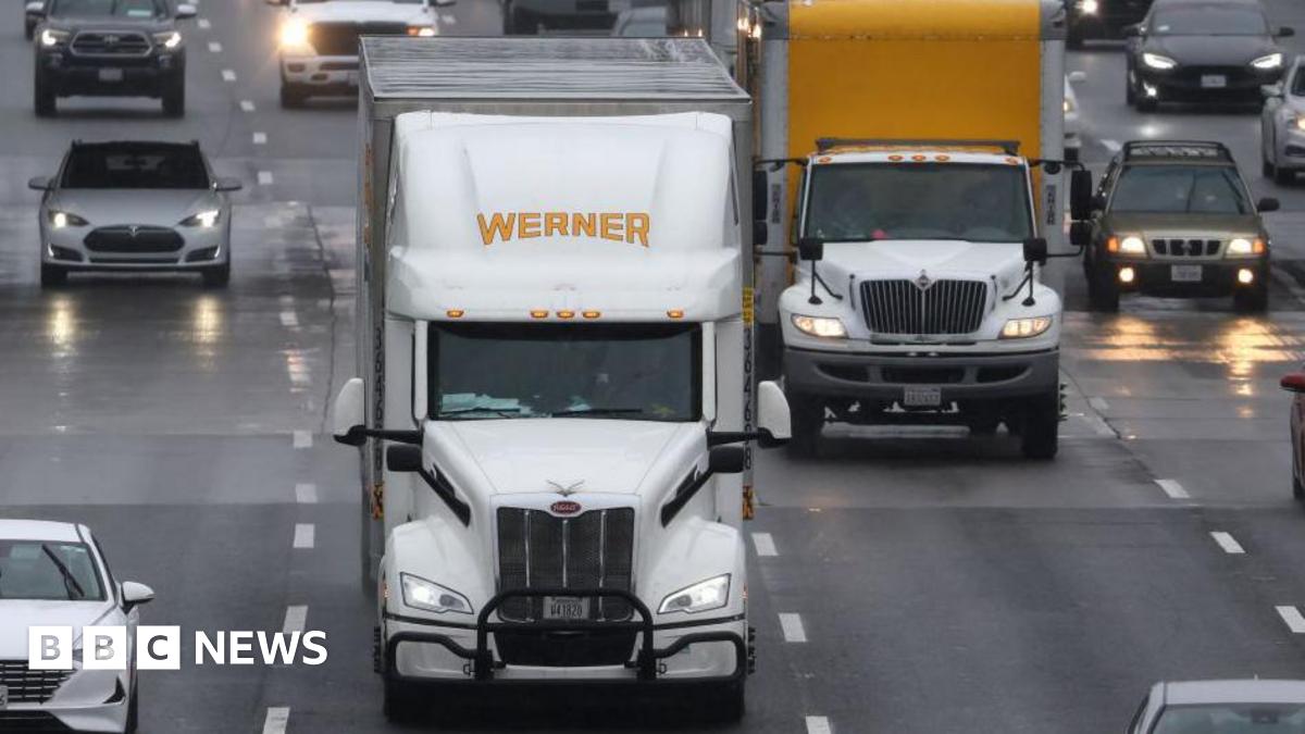 Trucks and cars on a highway in the US