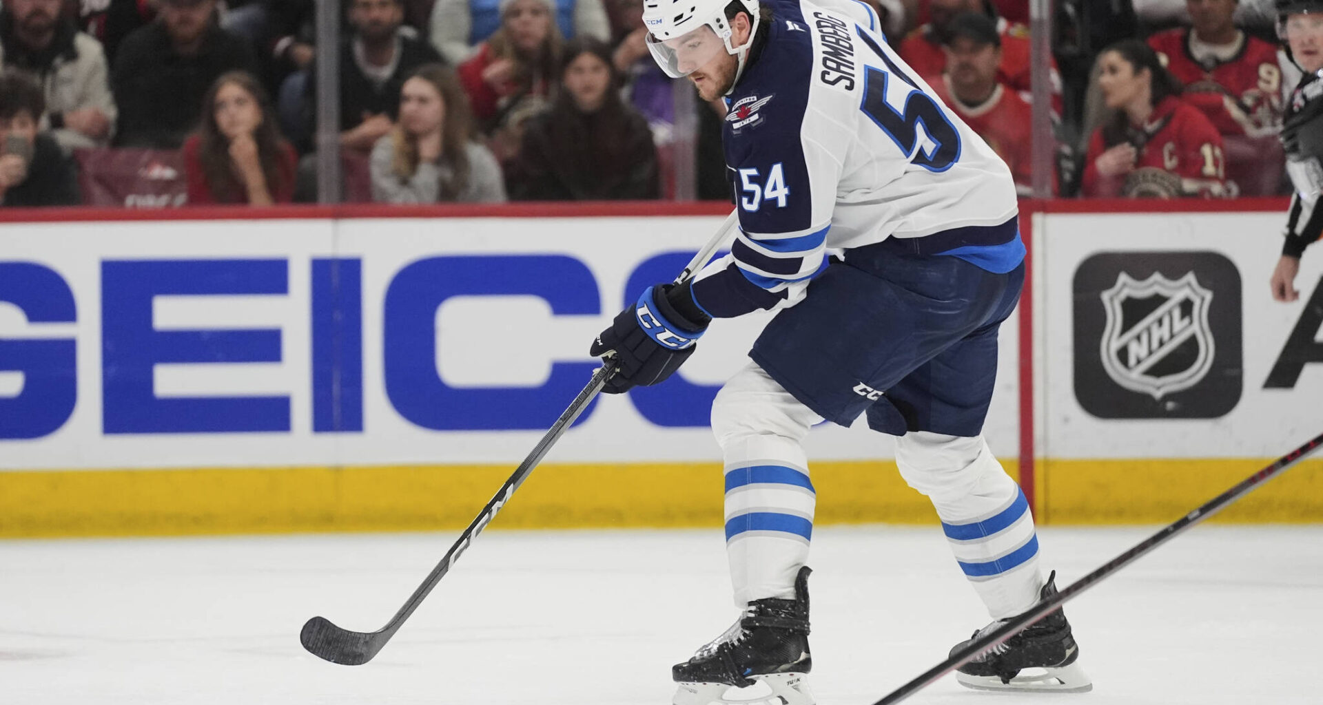 Winnipeg Jets defenceman Dylan Samberg (54) can become an unrestricted free agent at the age of 29. (Erin Hooley / The Associated Press files)