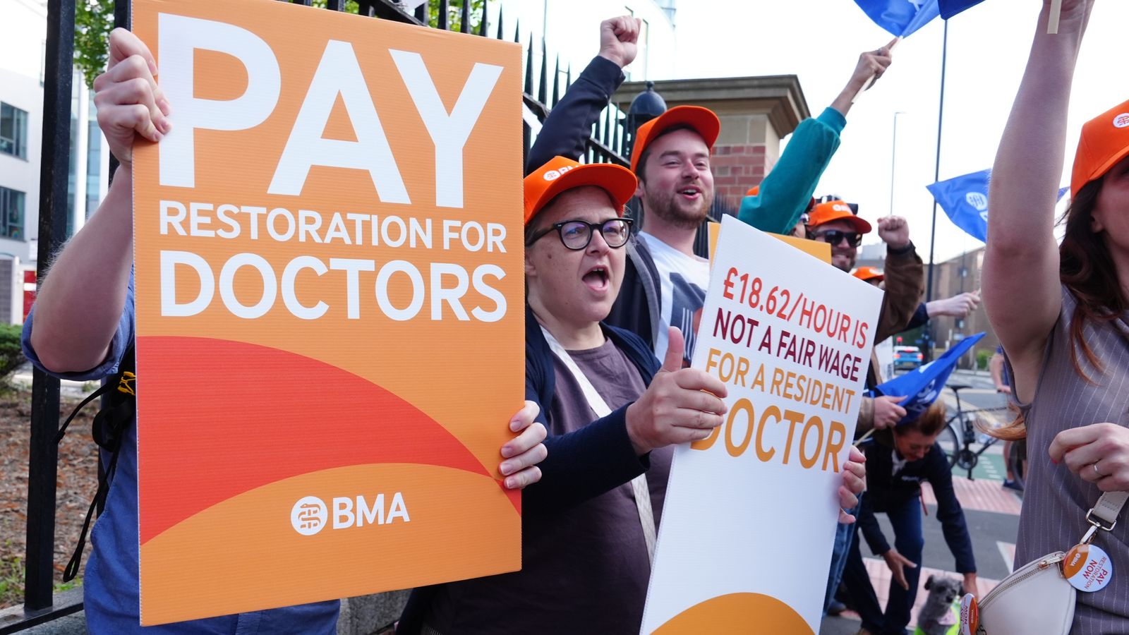 File photo dated 25/07/25 of NHS resident doctors protesting outside Royal Victoria Infirmary in Newcastle, during a five-day strike after t