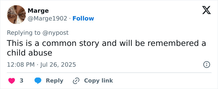 Tweet by user Marge addressing common stories of child abuse related to a model pushed to transition and now detransitioning.