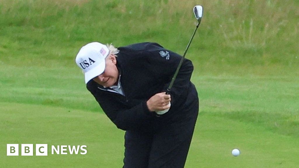 Trump back on the golf course for day two of Scottish visit