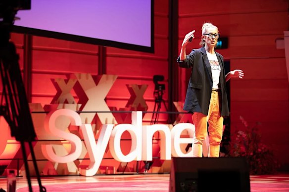 Sarah Wilson giving a TEDx Sydney talk in May on navigating the world’s “uncertain future”.