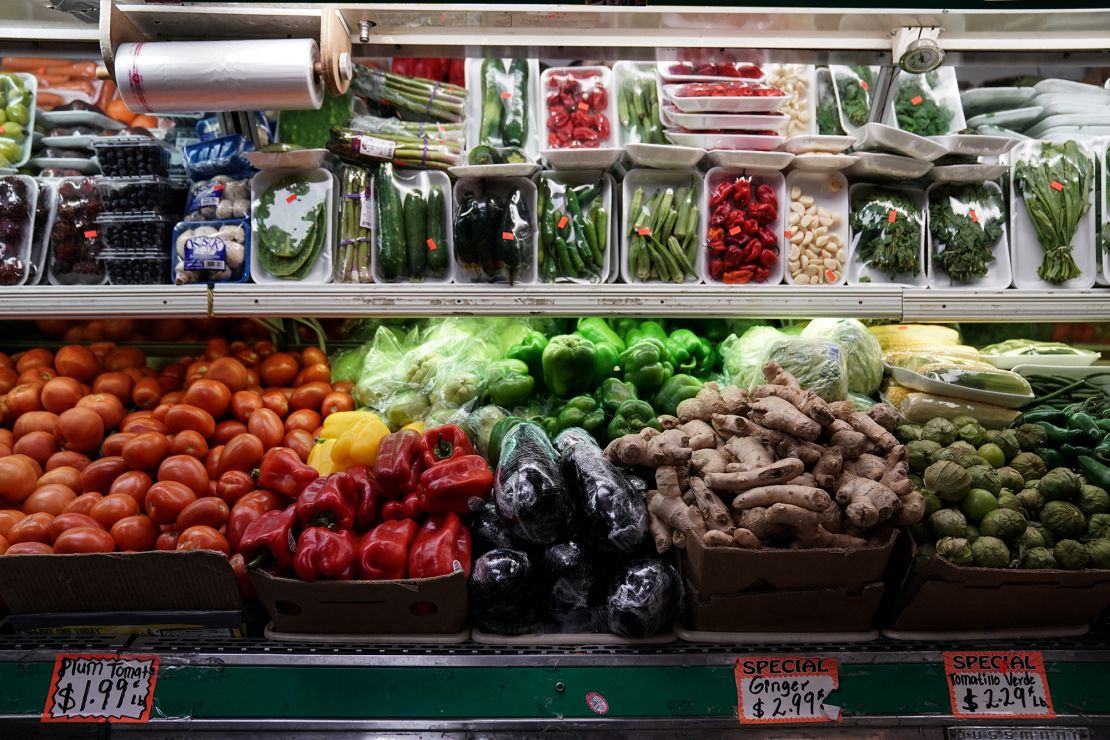 Produce is seen at El Progreso Market in the Mount Pleasant neighborhood of Washington, DC, on August 19, 2022.