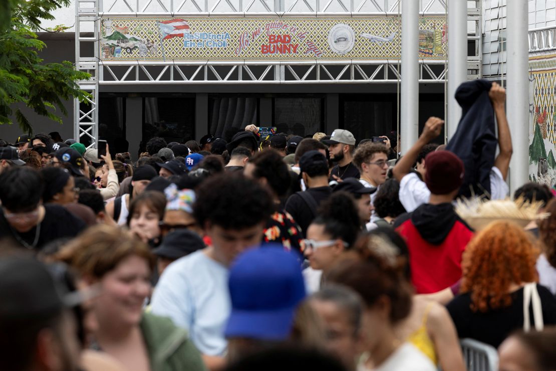 Fans line up to buy tickets to see Bad Bunny on his residency in San Juan, Puerto Rico, January 15, 2025.