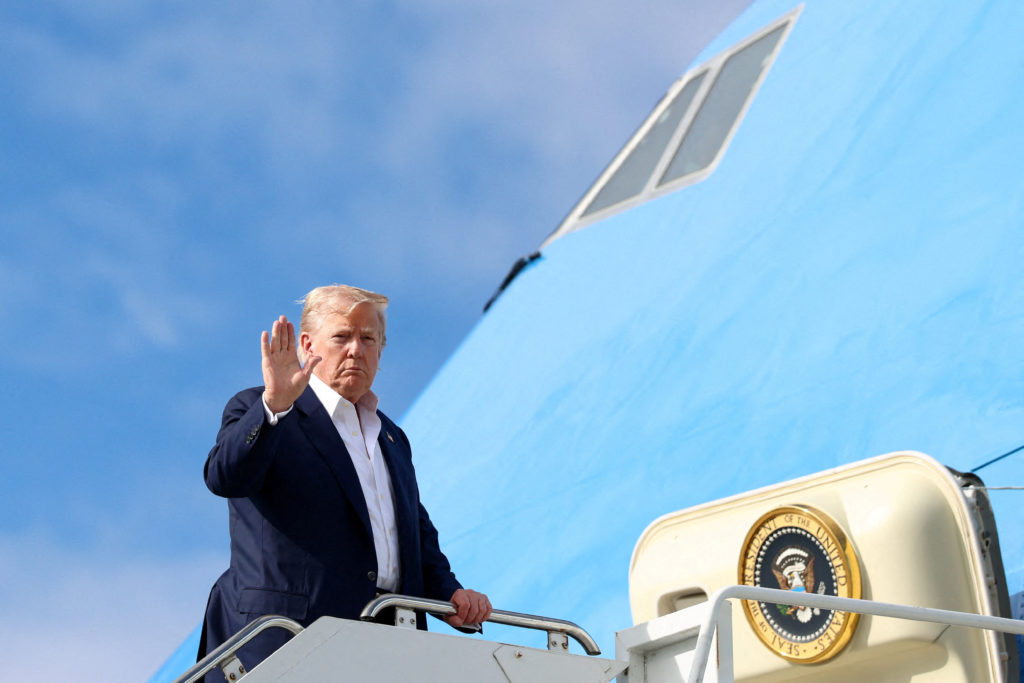 FILE PHOTO: U.S. President Trump departs Scotland