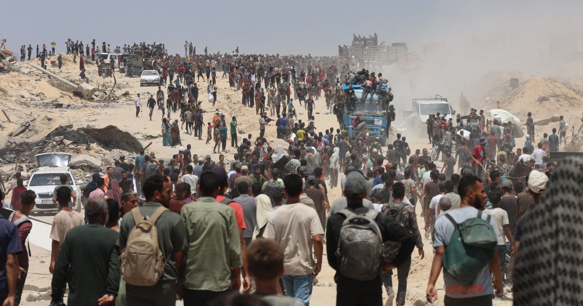 The food is just outside the border. But getting it to Gaza's starving is a chaotic process.