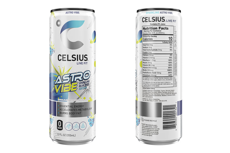 Celsius Astro Vibe Energy Drink, Sparkling Blue Razz Edition.