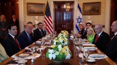 Reuters US President Donald Trump meets with Israeli Prime Minister Benjamin Netanyahu at the White House in Washington DC on 7 July 2025.