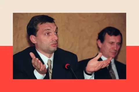 Tim Sloan/ AFP via Getty A dated image of Hungarian Prime Minister Viktor Orban answering questions during a press conference 